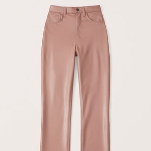 Abercrombie 90’s Straight Ultra High Rise Leather Pants in Pink Brown